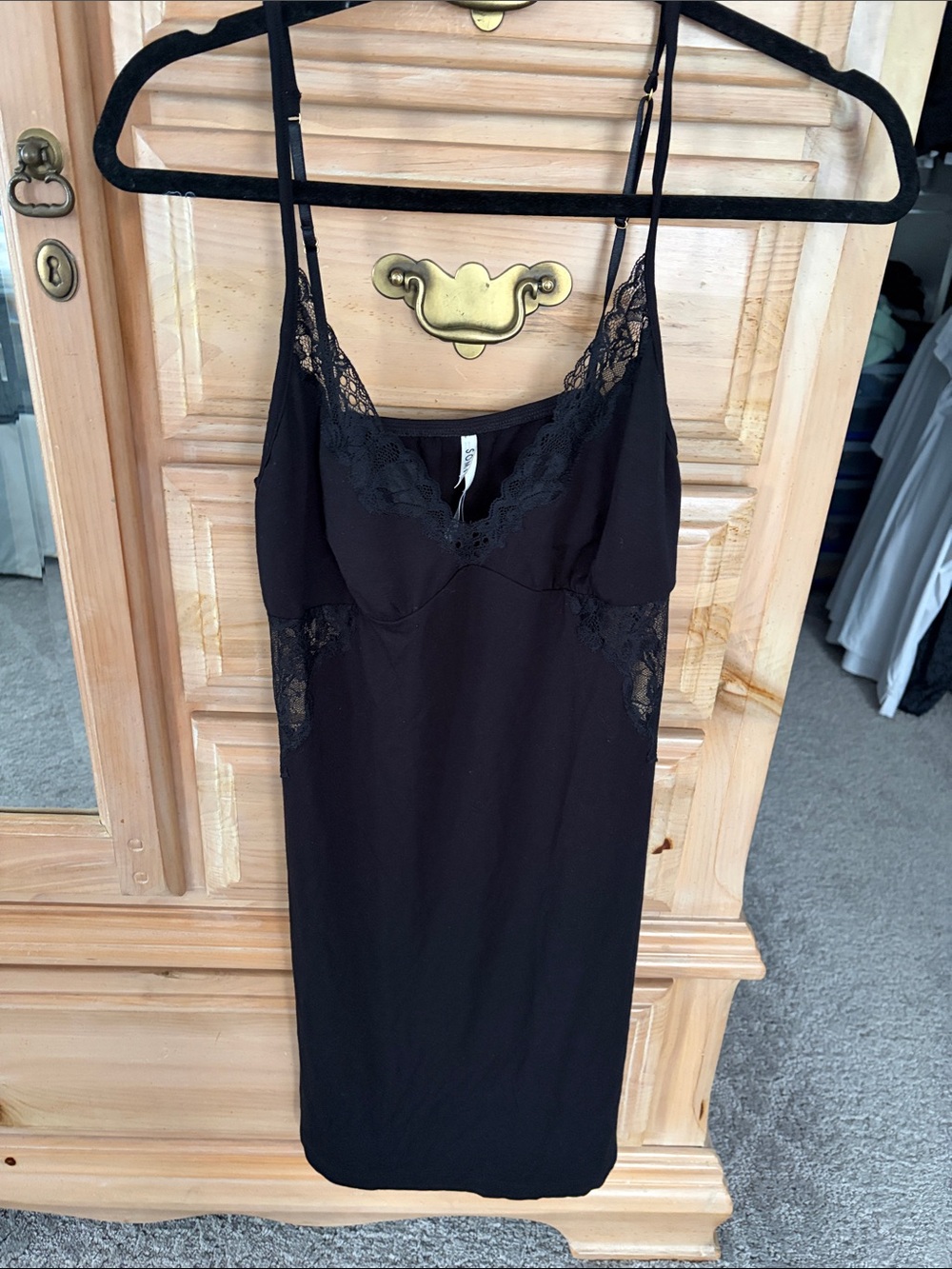 Soma Black Lace-Trim Chemise Slip